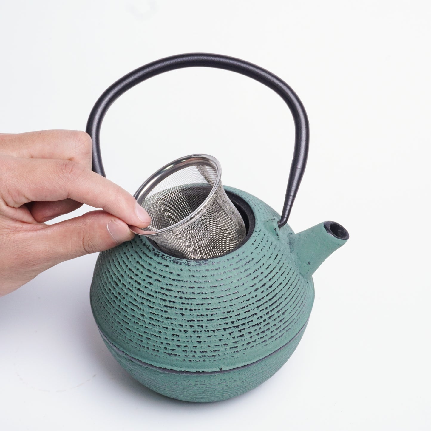 Turquoise Textured Cast Iron Teapot | Handcrafted Rhythm for Calm Living