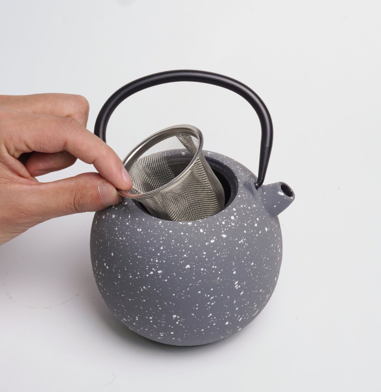 Speckled Gray Cast Iron Teapot | Starry Texture for Calm Living
