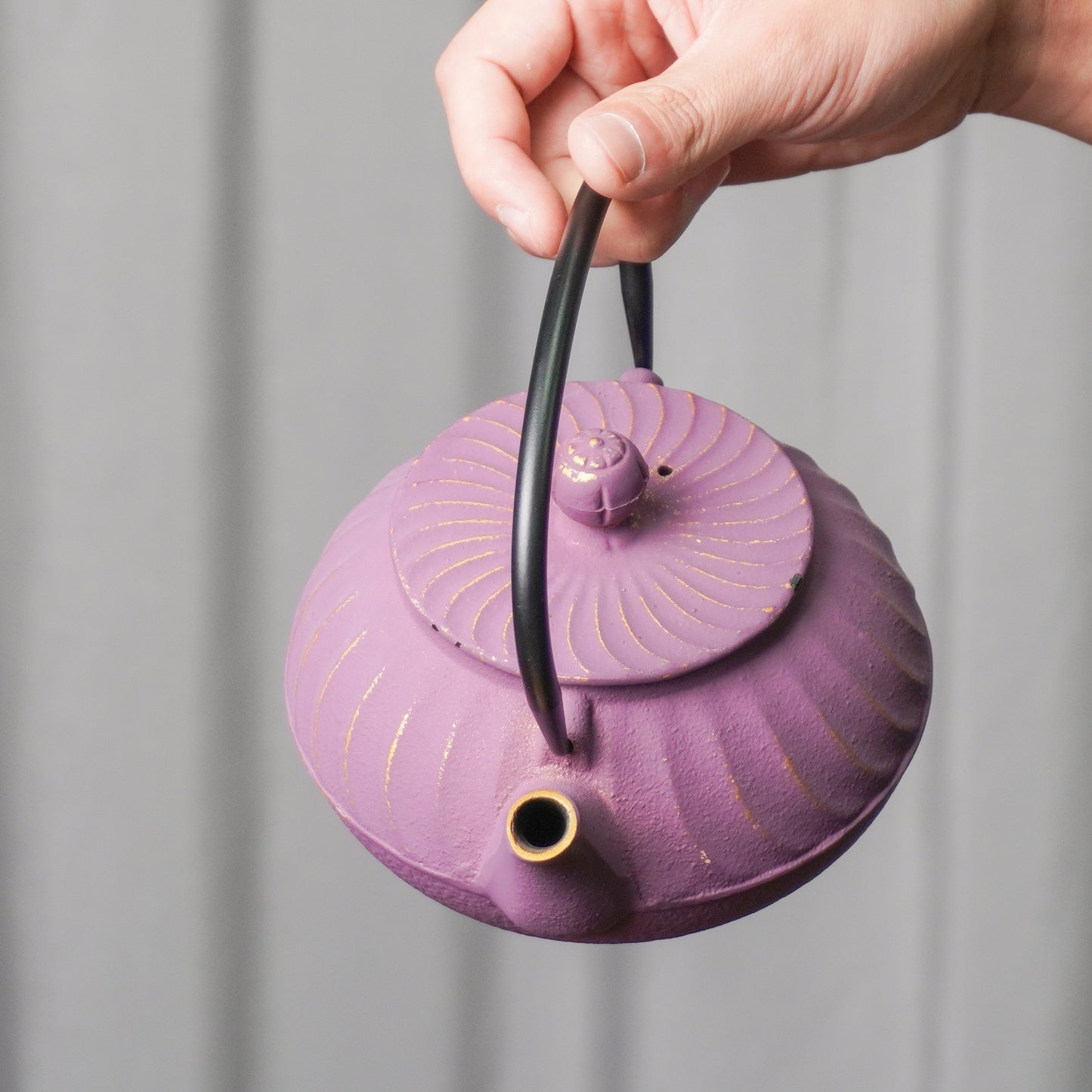 Purple & Gold Cast Iron Teapot | Handcrafted Elegance for Modern Homes