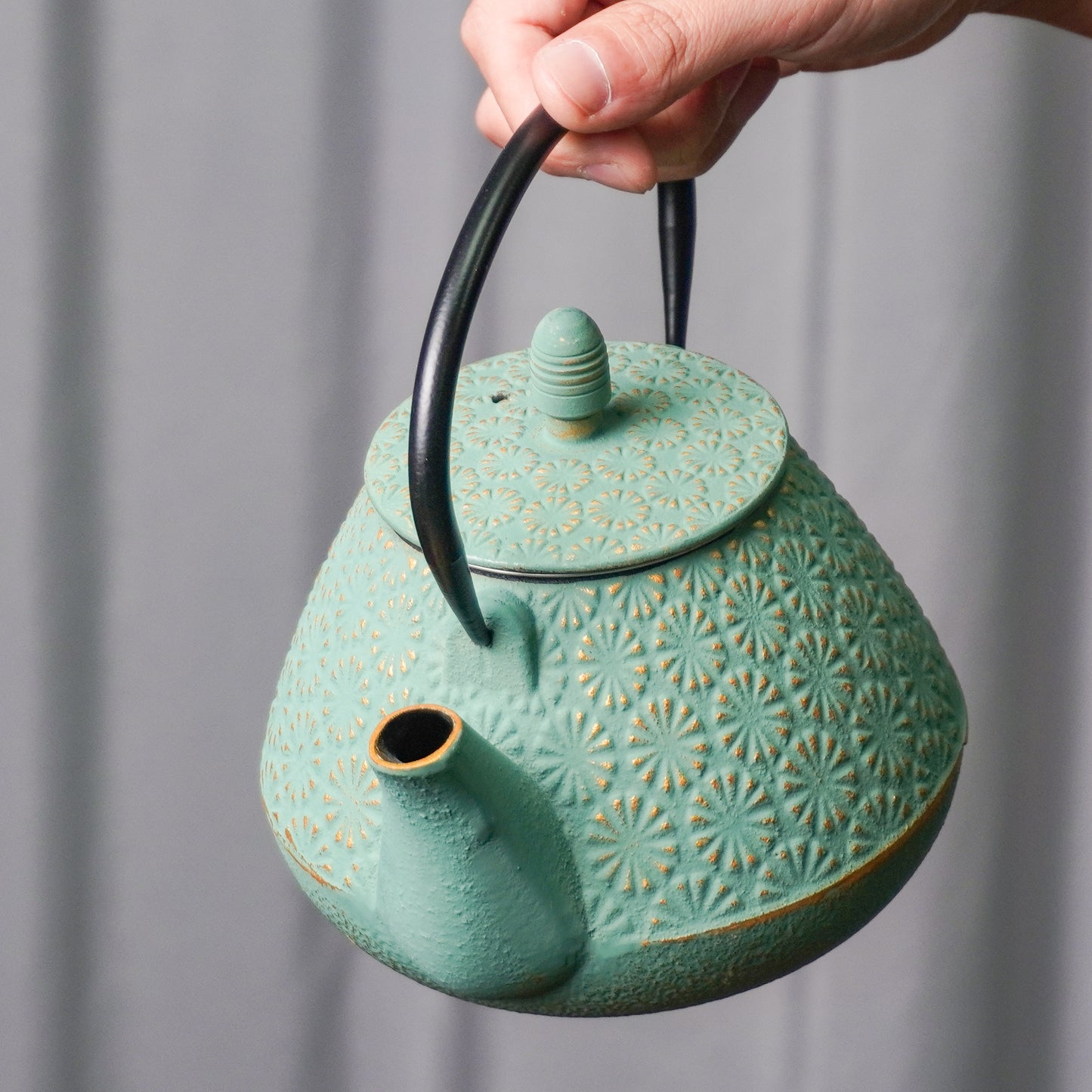 Turquoise & Gold Starburst Cast Iron Teapot | Handcrafted Elegance for Everyday Rituals