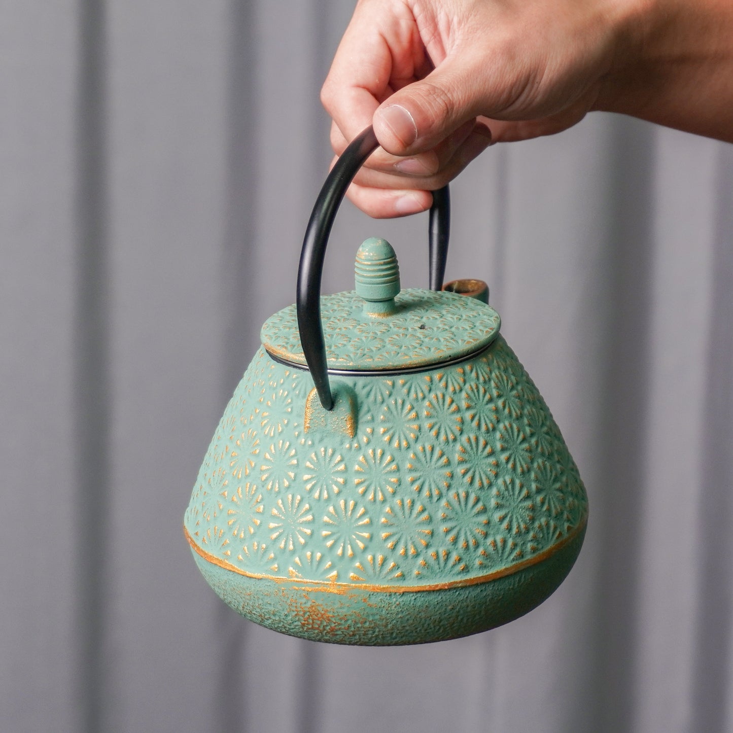 Turquoise & Gold Starburst Cast Iron Teapot | Handcrafted Elegance for Everyday Rituals