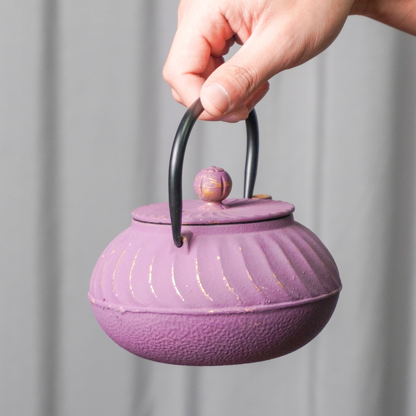 Purple & Gold Cast Iron Teapot | Handcrafted Elegance for Modern Homes