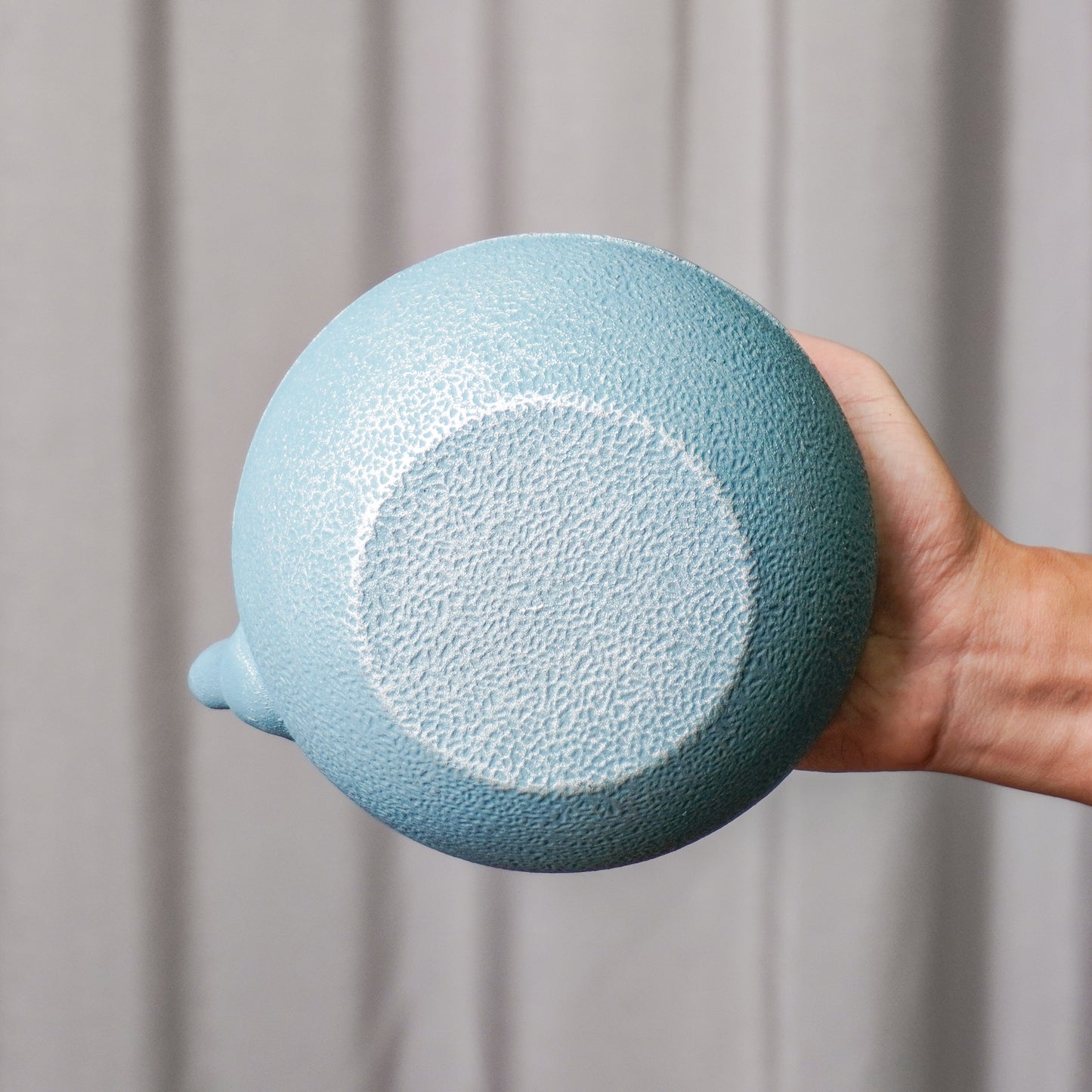Blue-Gray Ribbed Cast Iron Teapot | Textured Craft for Modern Homes