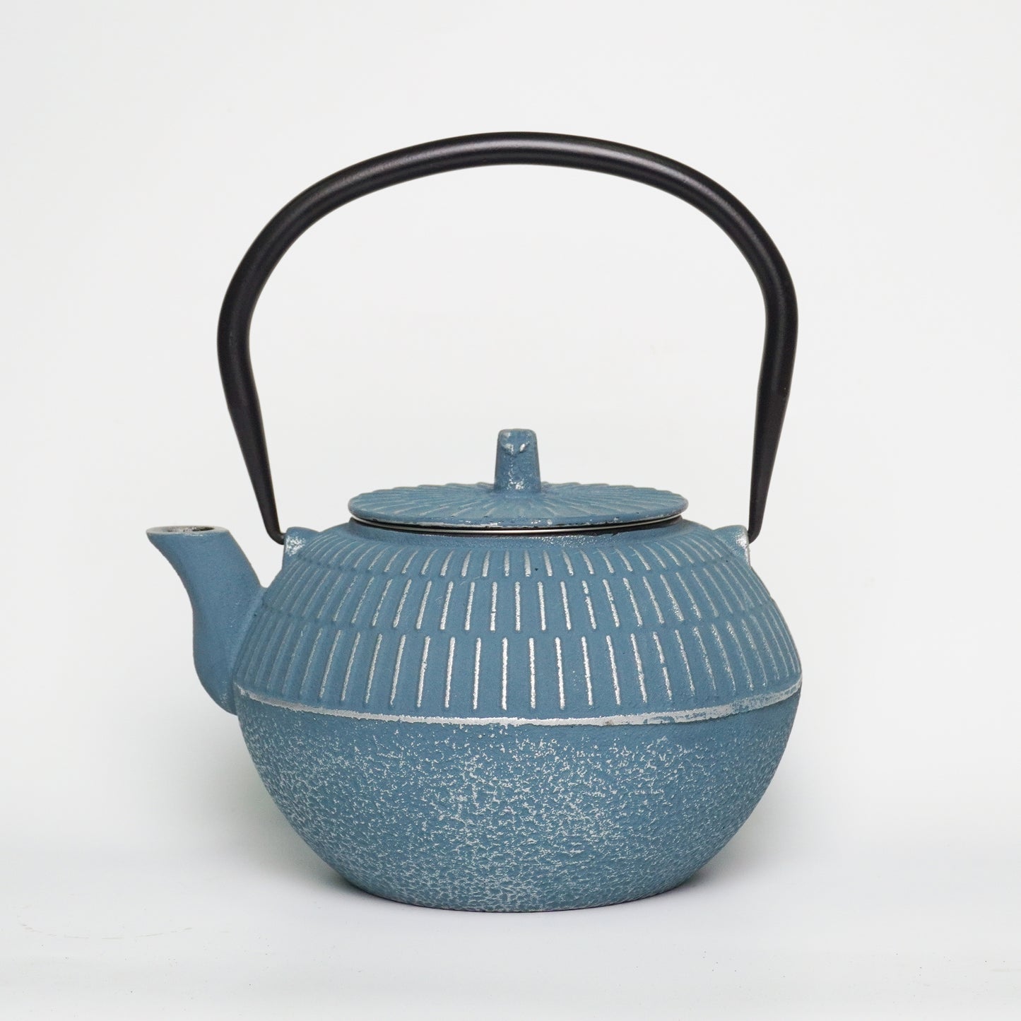 Blue-Gray Ribbed Cast Iron Teapot | Textured Craft for Modern Homes