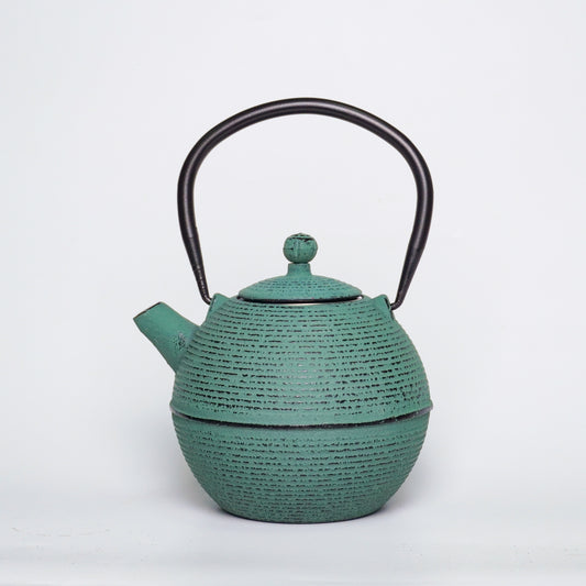 Turquoise Textured Cast Iron Teapot | Handcrafted Rhythm for Calm Living