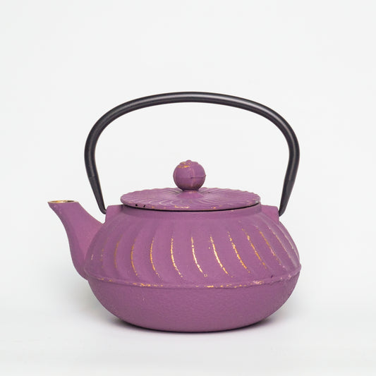 Purple & Gold Cast Iron Teapot | Handcrafted Elegance for Modern Homes