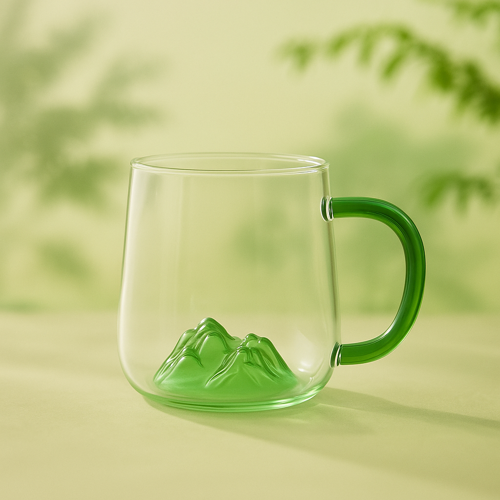 Glass Mug with Mountain Design