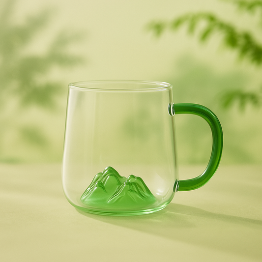 Glass Mug with Mountain Design
