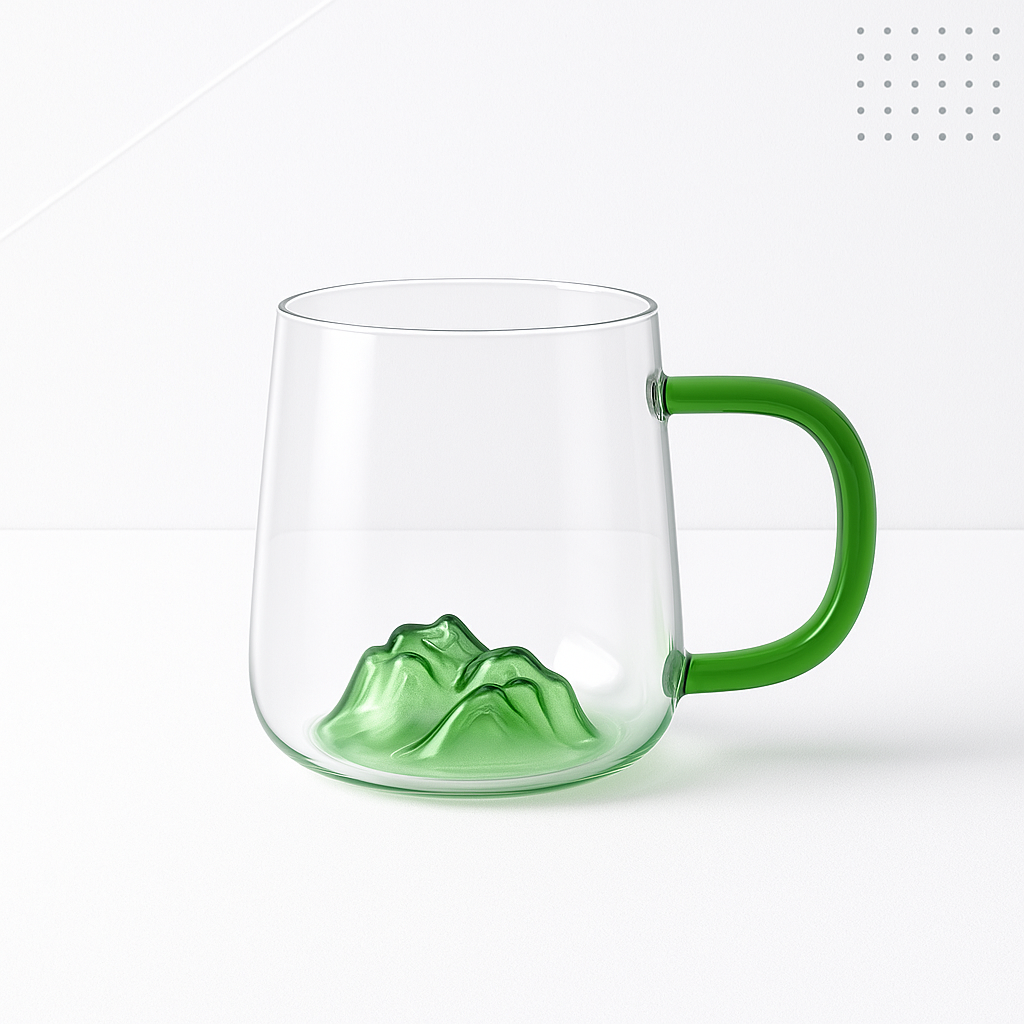 Glass Mug with Mountain Design
